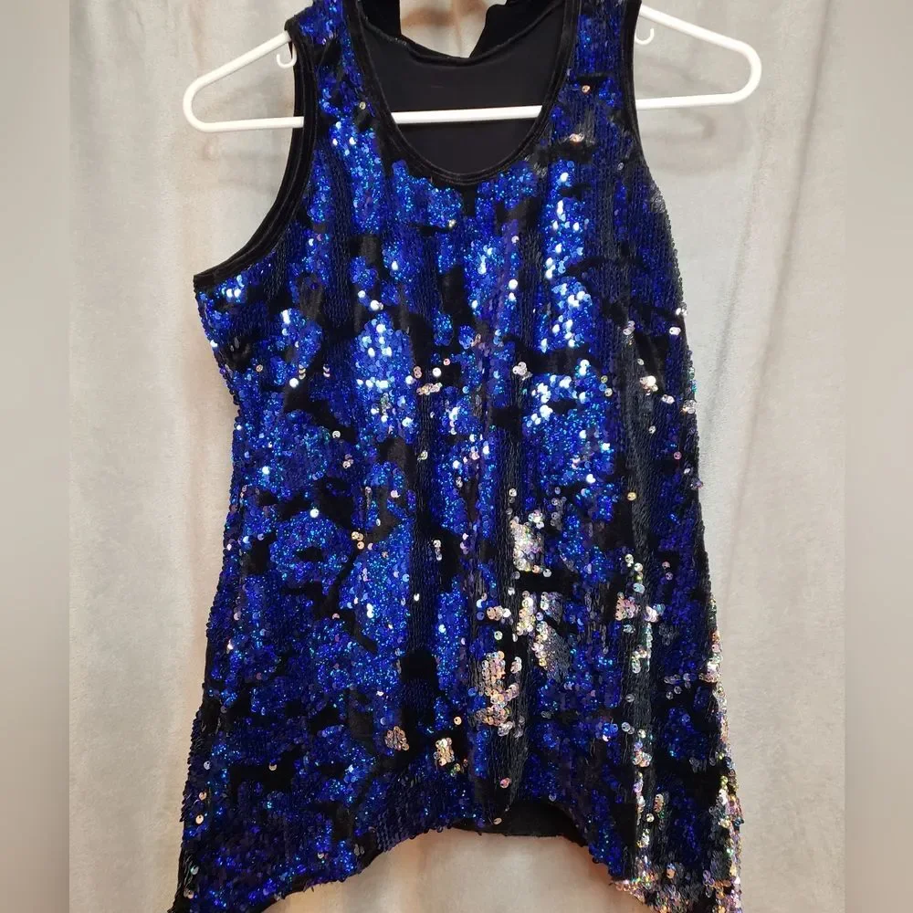 Jazz, Tap, Hip Hop Dance Costume, Blue & Black, Medium Adult